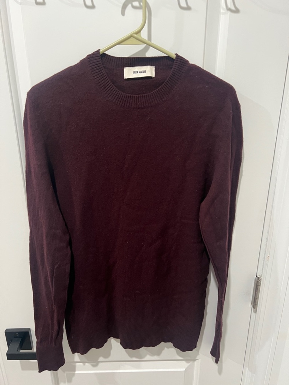 Buck Mason 100% Wool Crewneck Sweater in Deep Burgundy Size Small